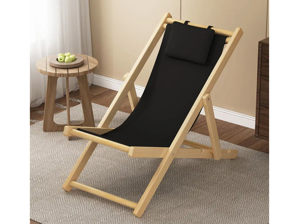 Tumbona de madera sillas de playa jardín plegable cojín silla de playa