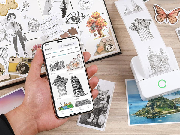 Mini bezvadu termiskā printere pārnešamais drukātājs fotogrāfijām un piezīmēm