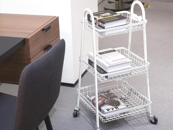 Полка кухня ванная комната шкаф на колесах металлический стеллаж три уровня 3