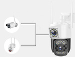 Cameră cu două obiective, Wi-Fi rotativ pentru exterior, detector de mișcare, IP