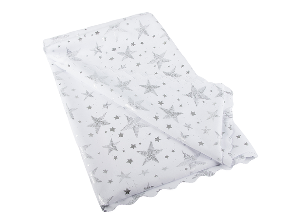 mantel navidad estrellas blancas copos de nieve 140x220cm