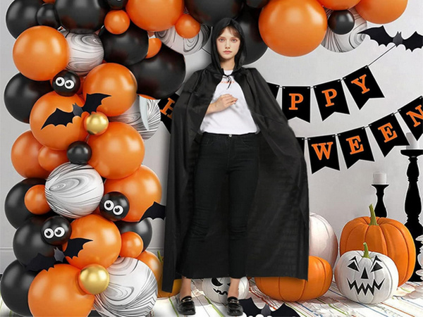 Capa halloween larga capa negra con capucha disfraz disfraz