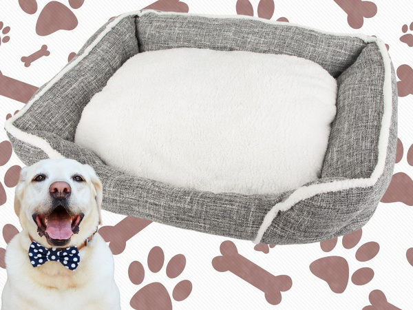 Dog bed soft comfortable fluffy bed with cushion size l