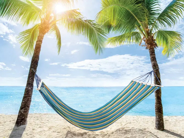 Hamac de jardin renforcé balançoire à bascule en bois coloré et rayé 200 x 80