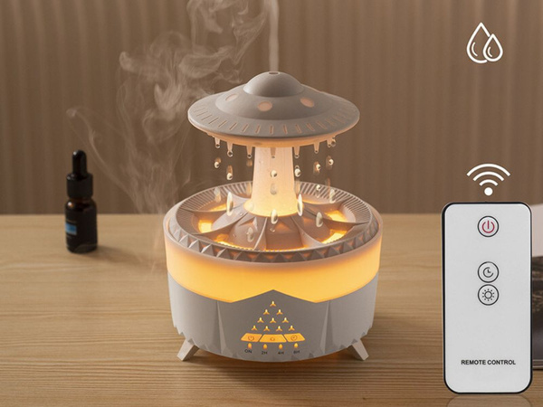 Humidificador difusor de aromas lámpara led con forma de ovni con mando a distancia