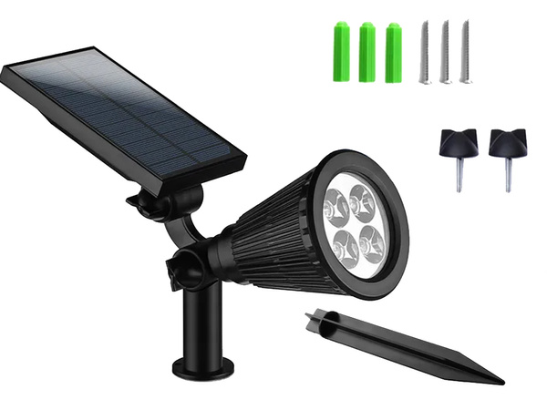 LAMPA OGRODOWA SOLARNA WBIJANA LAMPKA 4 LED 3 TRYBY CZUJNIK ZMIERZCHU
