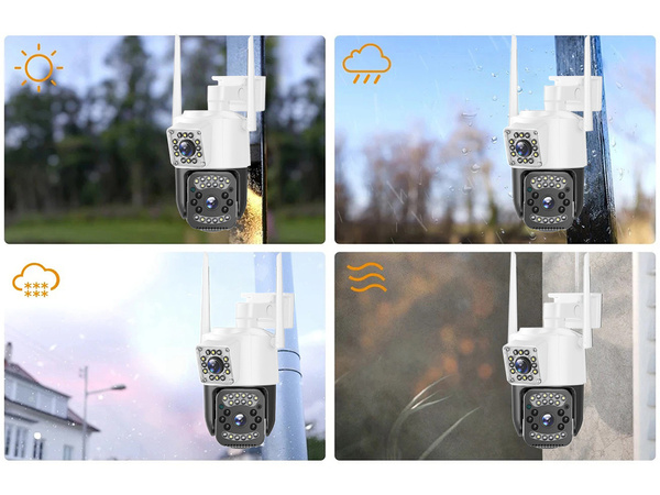 Camera with two lenses, Wi-Fi, outdoor, rotating, motion detector, IP, 4G