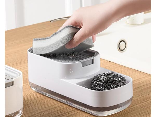 Dishwashing liquid dispenser for kitchen sink, sponge dispenser