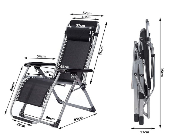 Garden lounger beach folding cushion gravity gravity reinforced