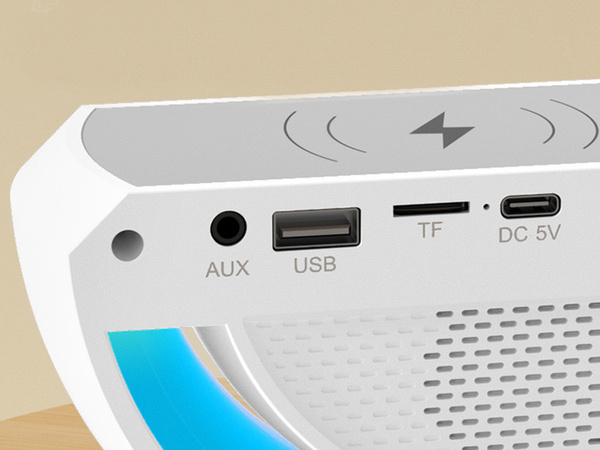 Lampe led rgb gaming chargeur induction haut-parleur réveil radio horloge