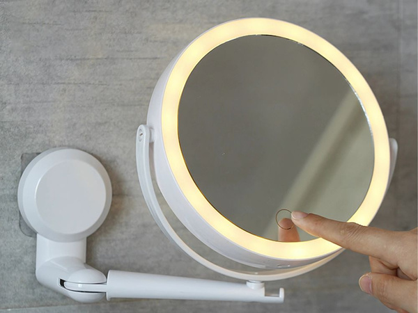 Led makiažo veidrodis besisukantis didinamasis veidrodis su 360° sieniniu laikikliu