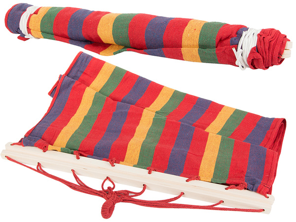 Garden hammock reinforced striped coloured wood rocker swing 200 x 80