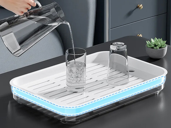 Two-layer kitchen tray drining rack for dishes vegetables fruit plastic