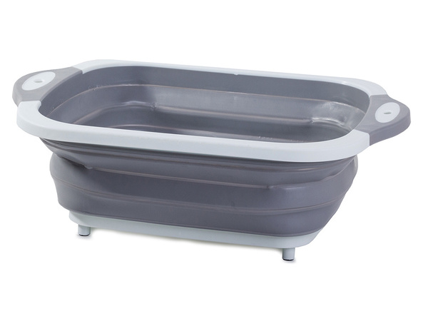 Silicone folding bowl with drain board sink