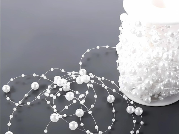 Pērļu baltas lustra pērles ziemassvētku eglīšu ķēdes pērles spoles 10mm 5m