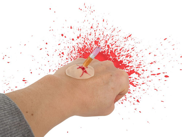 Kit de maquillage de fausse blessure kit de maquillage d'halloween avec du sang collé au crayon