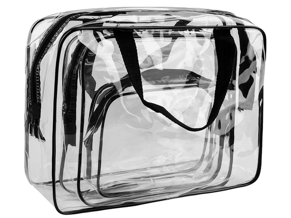 Mallette cosmétique transparente 3 en 1 pour les voyages en avion