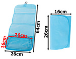 Collapsible vanity case hanging bathroom organiser with hanger