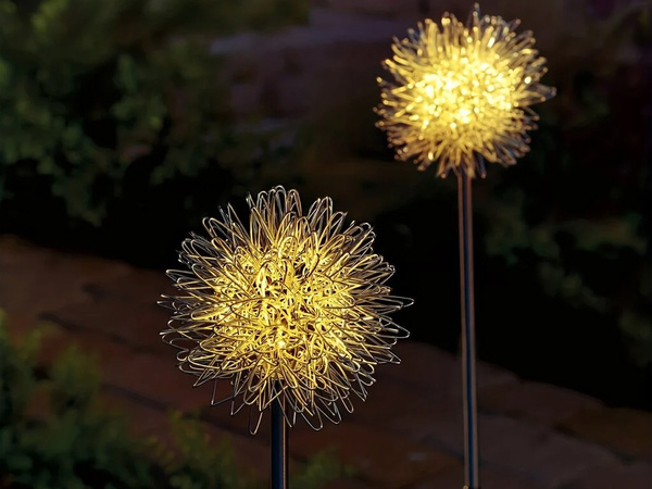 LAMPE SOLAIRE DE JARDIN LED SOUFFLEUSE FEU D'ARTIFICE SUR PIQUET POUR JARDIN 2 pièces
