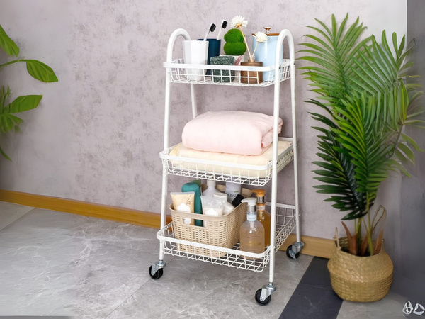 Étagère cuisine salle de bain armoire sur roulettes étagère en métal trois niveaux 3
