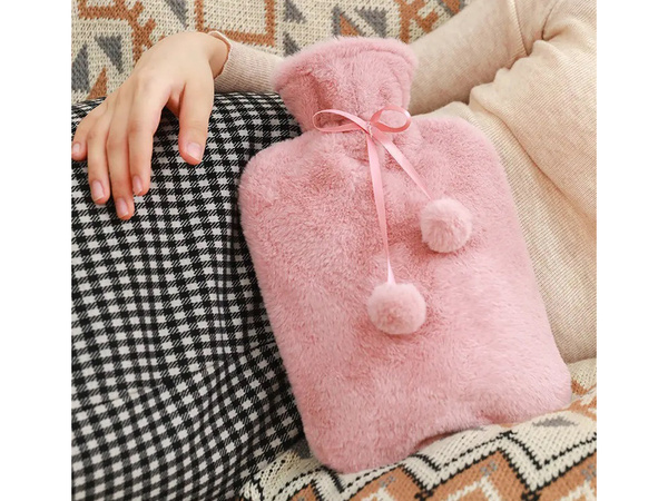 Plush rubber thermofor warmer large in cover soft fur