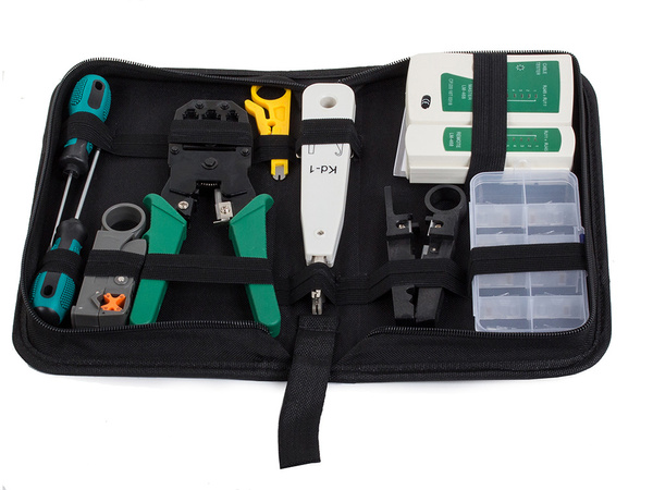 Network tester set lsa crimpadora rj45 estuche