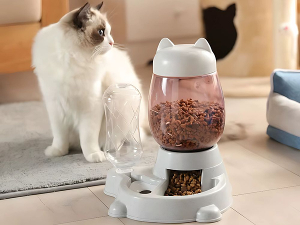 Distributeur de nourriture et d'eau pour chien distributeur automatique de gamelle pour chat conteneur 2en1