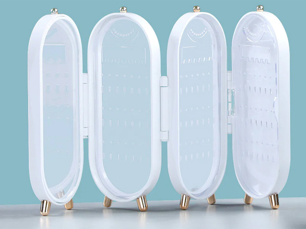 Organisateur de bijoux présentoir pliant miroir stand blanc