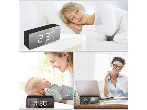 Led budík led časovač led zrcadlo budík datum 4v1