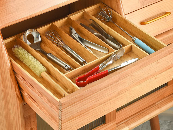 Atvilktņu organizators virtuves galdiem bambus 7 durvju 39cm l