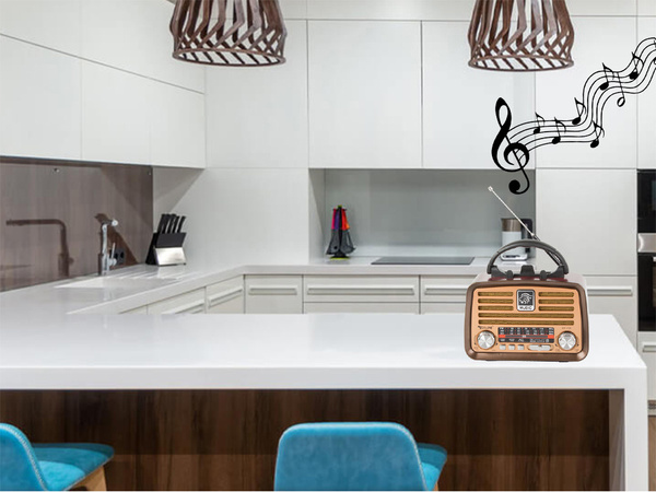 Retro virtuvės mobilusis radijas fm am bluetooth usb įkraunama antena