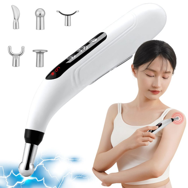 Acupuncture massager pen electrostimulator 5 tips lcd set