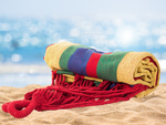 Colour striped garden hammak with single person 200x80 pocket etui