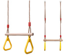 CHILDREN'S WOODEN GARDEN SWING GYMNASTIC TRAPEZE WITH HANDLES