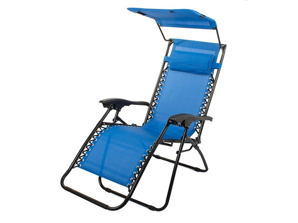 Leżak ogrodowy plażowy składany daszek gravity