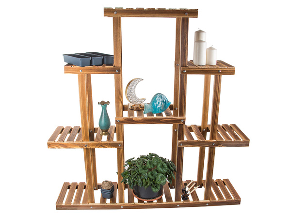 Lillepott kõrge seisev puidust lillevoodi 3-tasandiline raamaturiiul