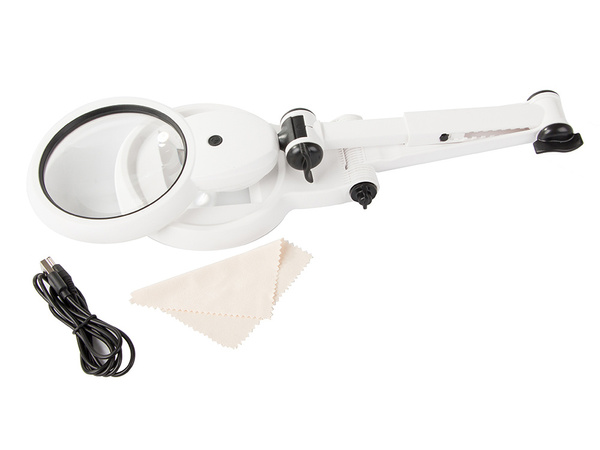 Juveliera galda lupa liela 12x 8x 18 led usb