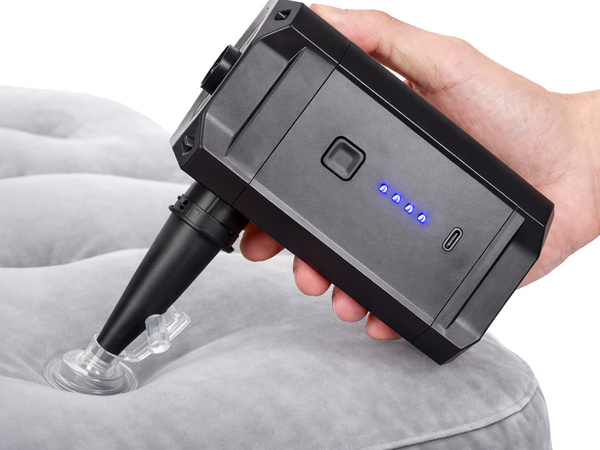 ELEKTRISCHE AKKU-PUMPE FÜR POOLMATRATZEN 3 DÜSEN CAMPING LED