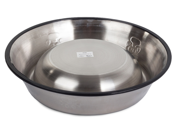 Cuenco metalico para perro gato plata sobre caucho 0.15l