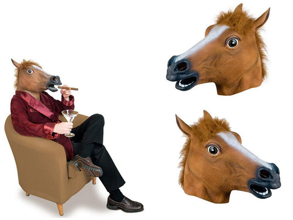Masque tête de cheval cheval pour fête déguisement tête de cheval latex