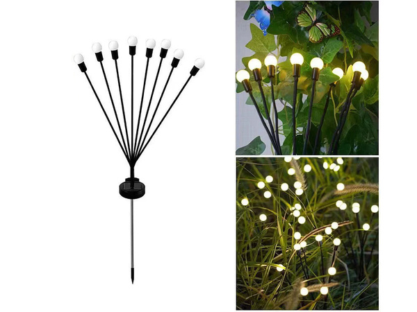 SOLÁRNE ZÁHRADNÉ SVETLÁ GULIČKY 2 KUSY S 8 LED SVETLAMI KAŽDÁ, DĹŽKA 70 CM