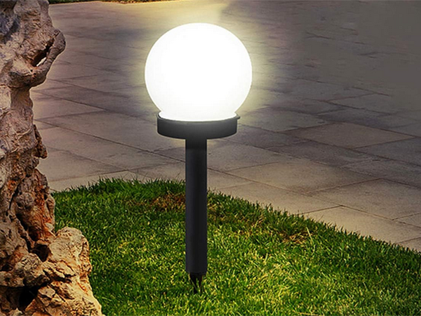 4x solární zahradní lampy bílé kuličkové bílé s rozsvícením 10 cm
