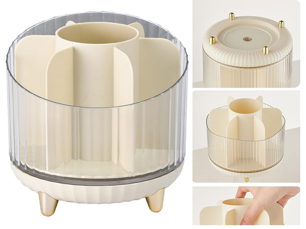 Organizator cosmetice bijuterii rotativ 360 pentru machiaj perii sicriu