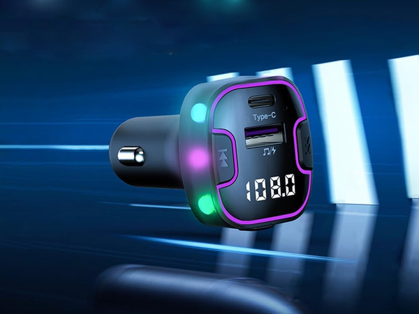 Transmițător auto bluetooth fm 3x usb tip c încărcător adaptor