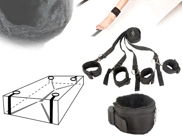 ESPOSAS BDSM CAMA ARNÉS CONJUNTO PARA PAREJAS CORREAS AJUSTABLES NEGRO