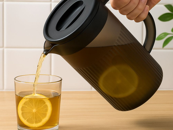 JARRE EN PLASTIQUE 3 L AVEC COUVERCLE POUR L'EAU, LES JUS, LES BOISSONS ET LA LIMONADE, GRANDE CAPACITÉ