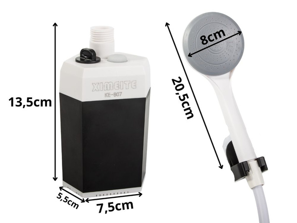 Tragbare dusche für touristen, camping und auto mit pumpe und akku