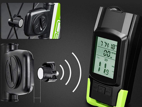 Delantero trasero led bicicleta lámpara inalámbrica contador fuerte cuerno 3en1