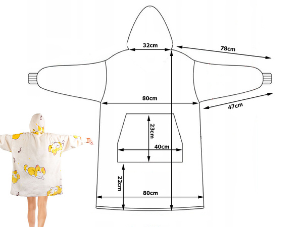 Warmes sweatshirt katzendecke übergrösse xxl 2in1 dickes fell weich mit kapuze
