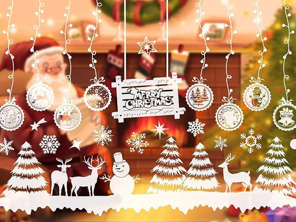 Рождественские наклейки на окна рождественские елки